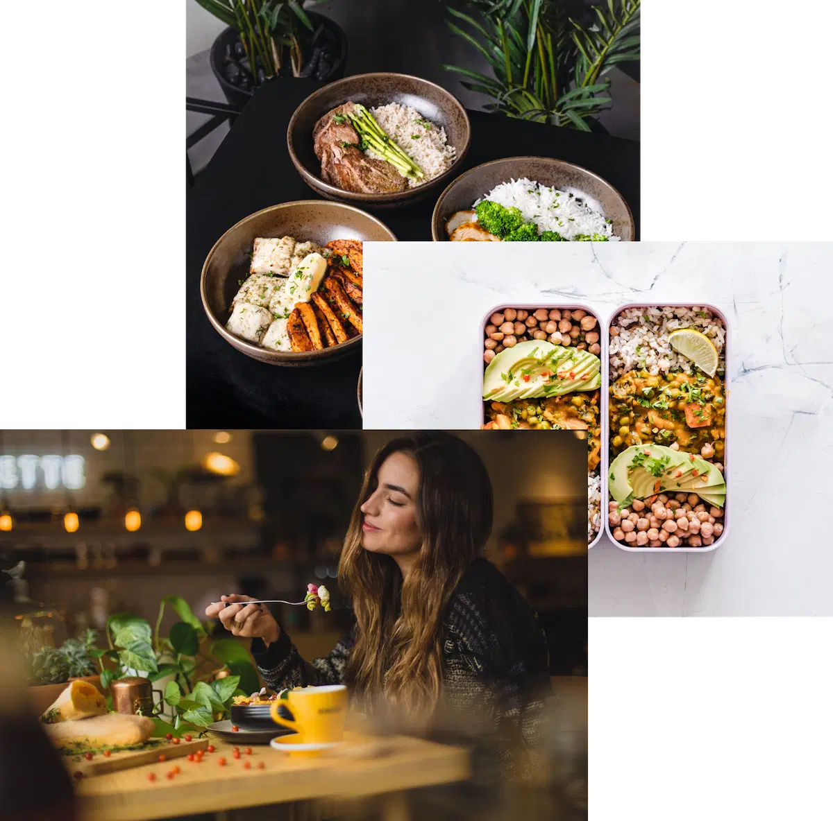 Woman eating food, healthy food in bowl, fresh packed tiffin